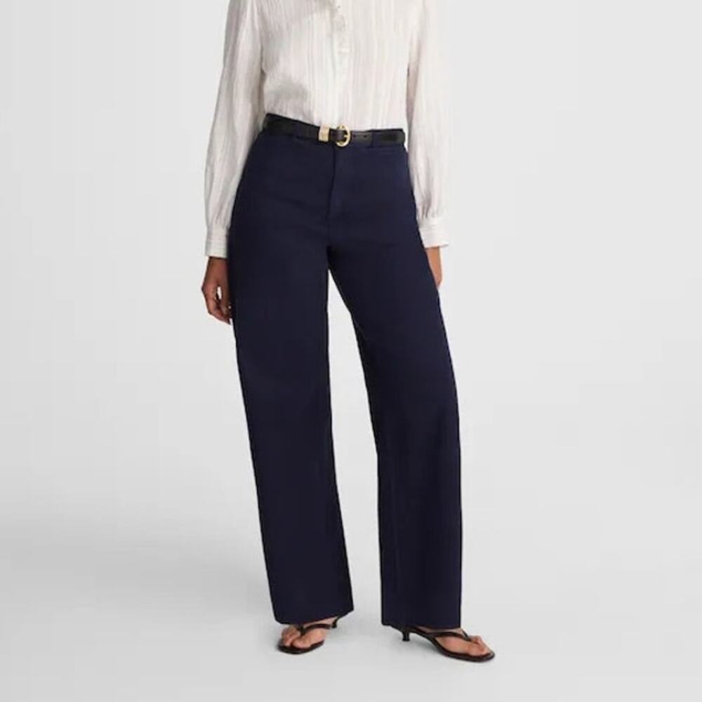 Madewell The Curvy Wide Leg Pant Garment Dyed Twill Midnight Navy 25 NWT